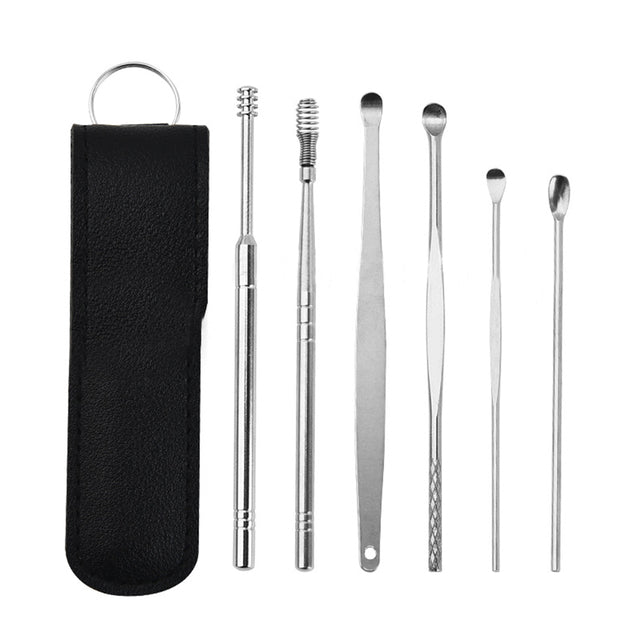 6Pcs/set Ear Cleaner Wax Removal Earpick Sticks Earwax Remover Curette Ear Pick Cleaning Ear Cleanser Spoon Health Care Earpick