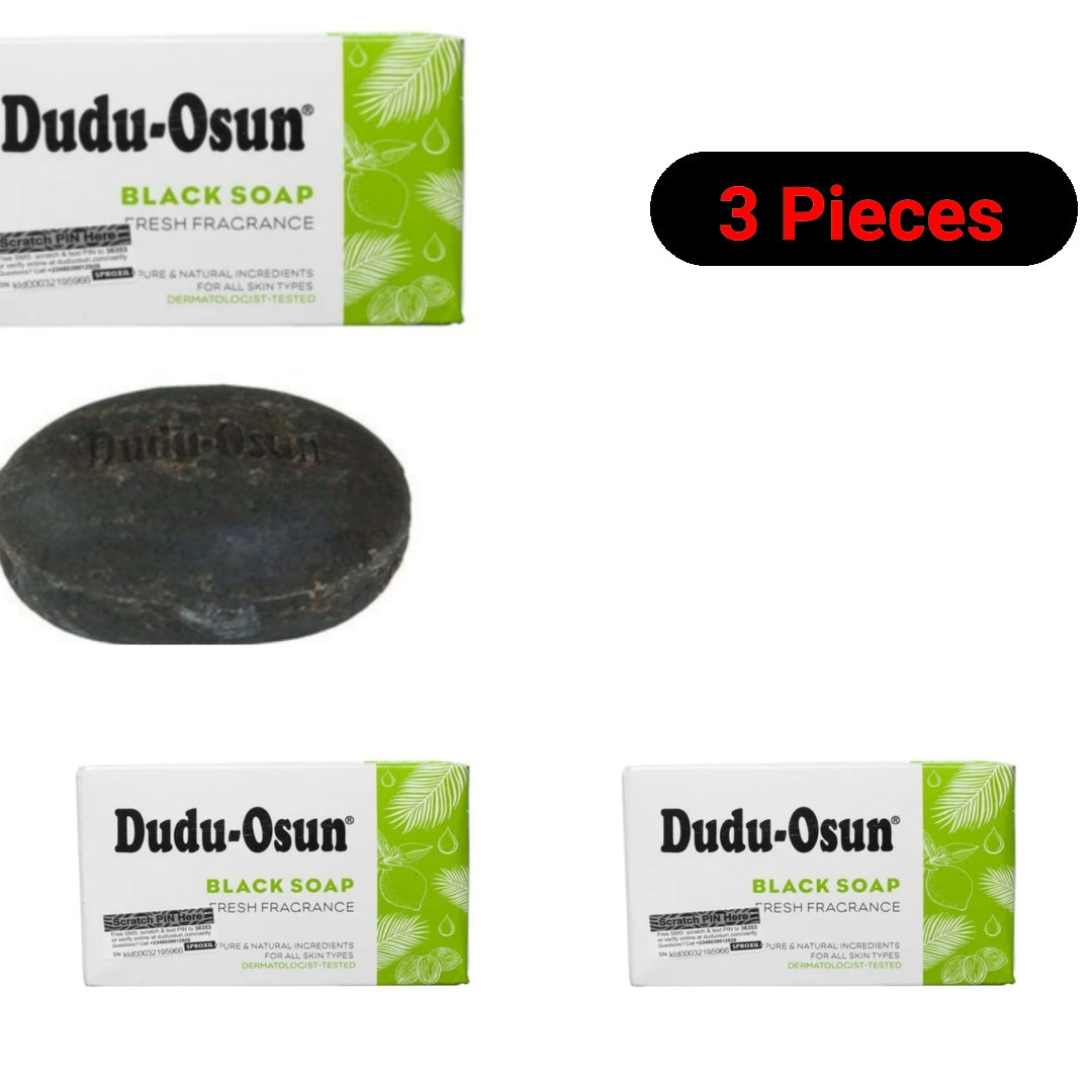 Dudu-Osun 3 PIECES African Black Soap Pure Natural - For Acne, Freckles, Dark Spots - Dudu Osun