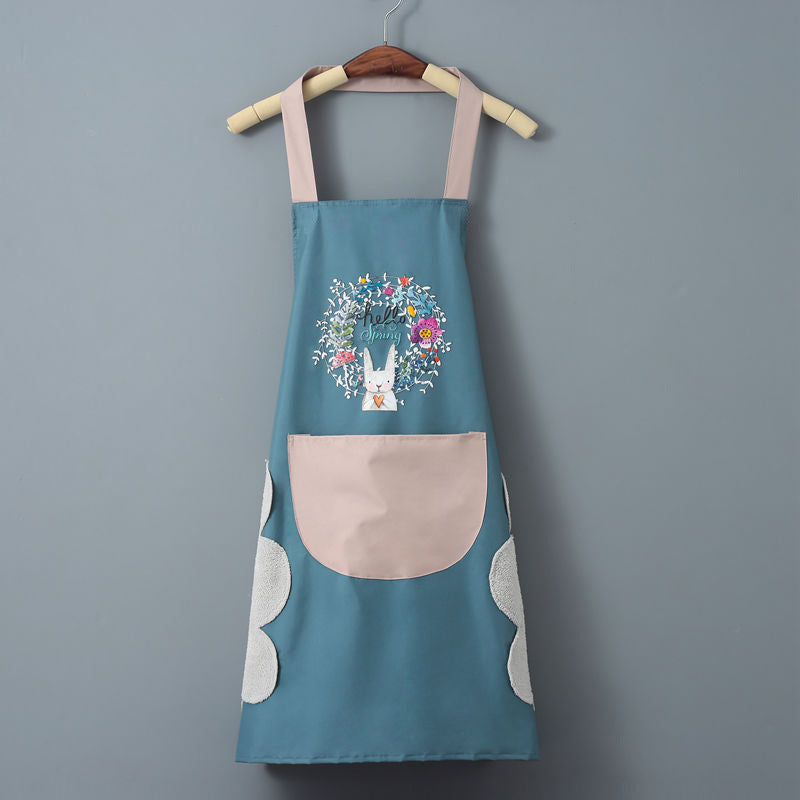 Cartoon Kitchen Apron with Pocket Oil-proof Waterproof Apron Hand wipe apron Household Cooking Tools Kitchen Cooking Accessories