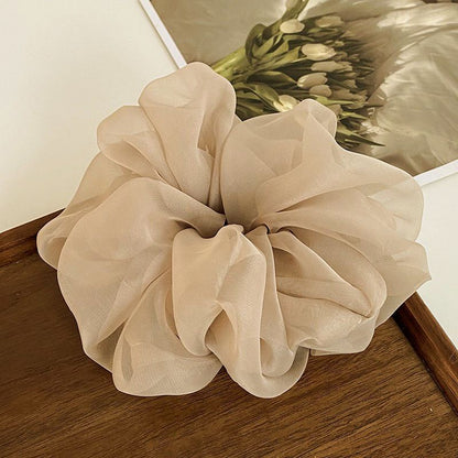Super fairy solid color mesh simple forest style large intestine headband, high-end feeling, tie headband, elegant and versatile headband hair accessory
