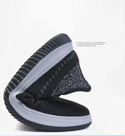 Men's fly weaving shoes Boys sports breathable comfortable sneakers Students casual men's shoes running shoe athletic driving shoes grey