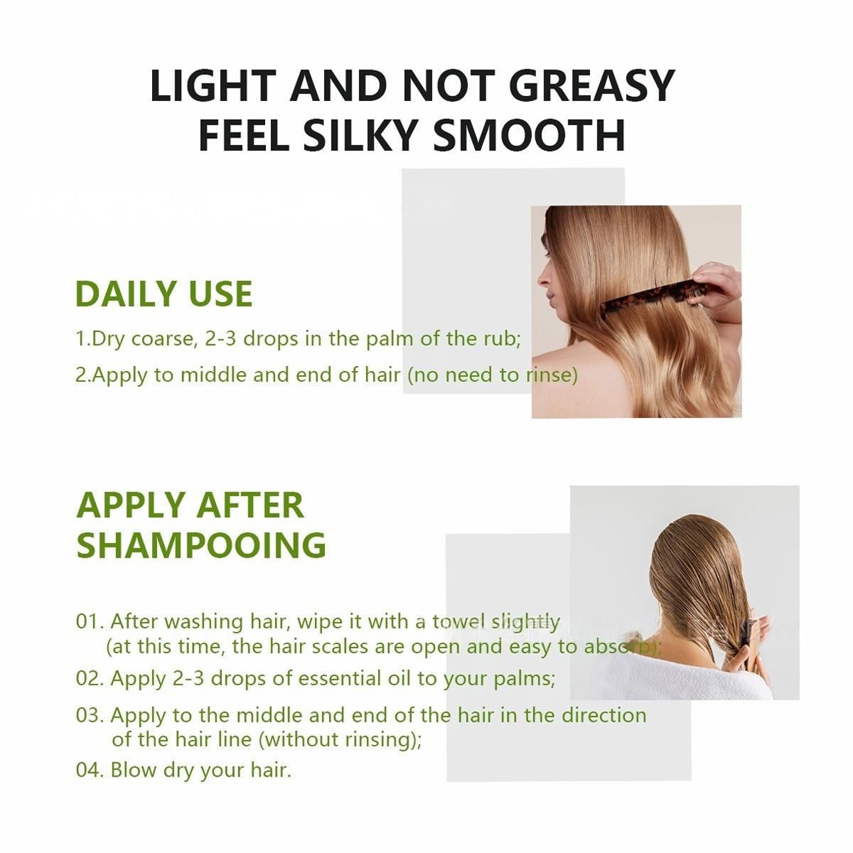 60ML hair care essential oil for women to prevent frizz, soften and repair dry and curly hair leaving a fragrance