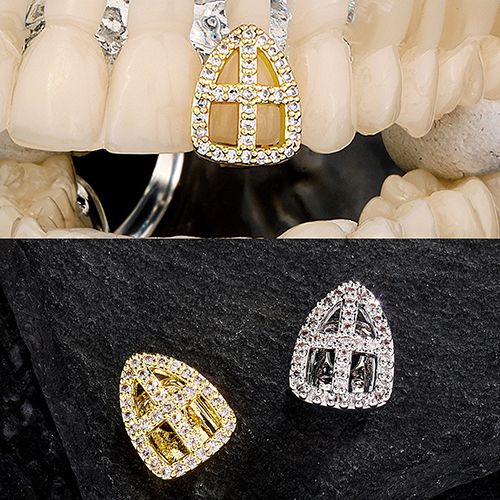 single grillz tooth cap man/woman valentine gift for her/women ice grillz mouth for men/women hip hop rapper body jewelry accessories party costume easter festival gift for girl friends