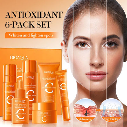 Six Piece Set Vitamin C Whitening Antioxidant Moisturizing Skincare cleanser toner eye cream serum lotion cream