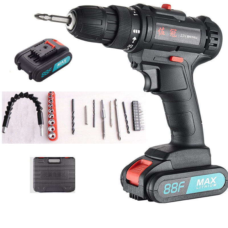 Electric Cordless Drill, 21V Impact Drill Driver Set 28pcs Accessories for Drilling Wood, Metal, Ceramics, Plastic EU plug