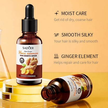 Sadoer Ginger Hair Growth oil Serum Ginger Essence Hair Care Serum Hair Growth Based Product, Effective in Hair Growth,Moisturizing Softening Forked Hair, with Scalp care