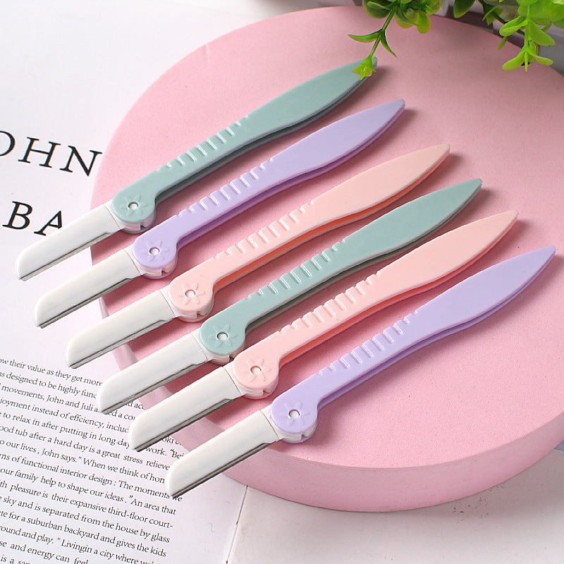 New Arrival 3PCS/Set Face Eyebrow Razor Trimmer Hair Beauty Face Eyebrow Shaper Shaver Pink Blue white Stainless Steel Blades Makeup Tools