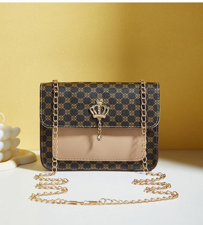 Simple chain bag print classic pearl bag flower material small crossbody bags