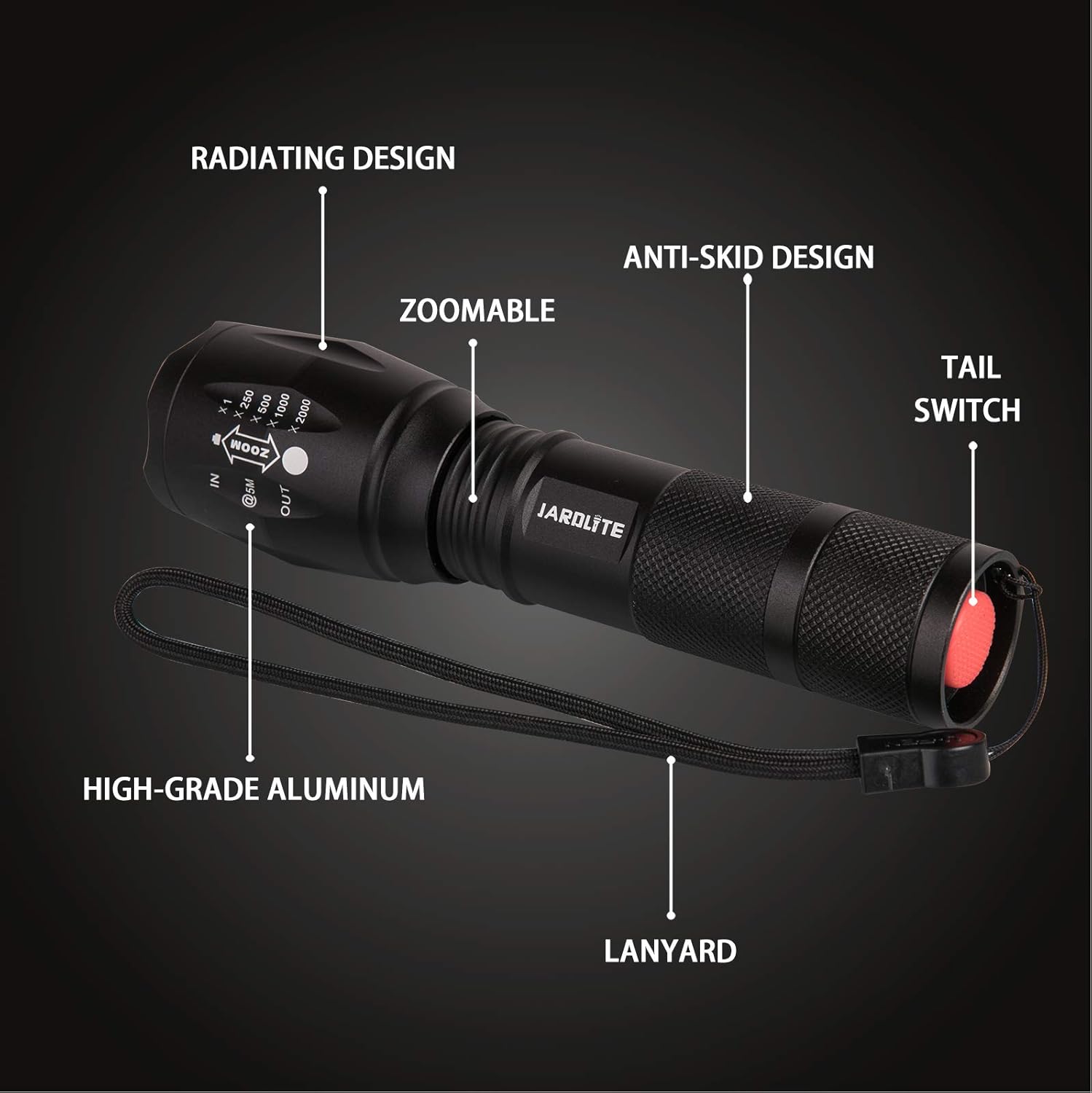 LED Emergency Handheld Flashlight with Adjustable Focus, Water Resistant, 5 Modes, Best Tactical Flashlight for Emergency, Camping and Fishing