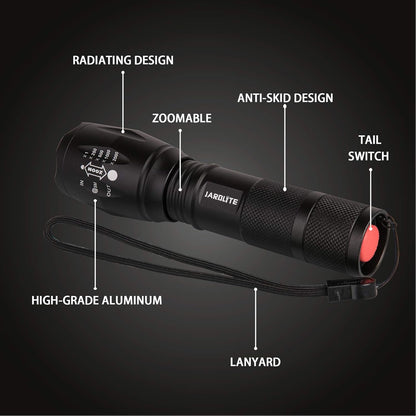 LED Emergency Handheld Flashlight with Adjustable Focus, Water Resistant, 5 Modes, Best Tactical Flashlight for Emergency, Camping and Fishing