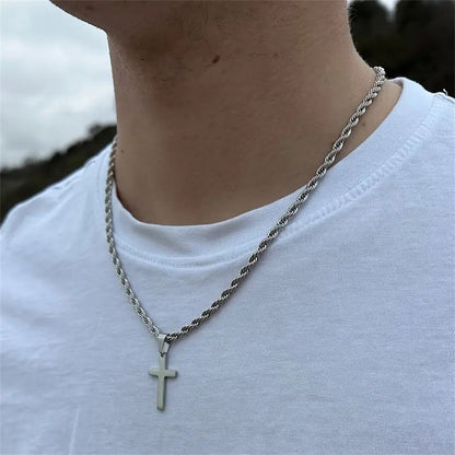 New Stainless Steel Cross Pendant Necklace for Men Women Minimalist Gold Color Jewelry Male Female Necklaces Chokers Gifts