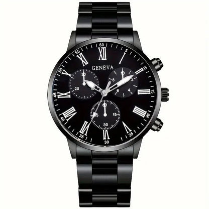 Men's Steel Watch Business Casual Quartz Imitation three eyes Watches Roman Scale Watch A handy accessory for elite men