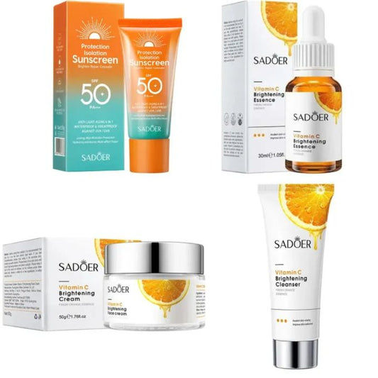 Face Brightening Kit Set, Vitamin C Face Brightening Cream +Vitamin C Serum For Face Brightening + Foaming Face Cleanser + Sunscreen SPF 50...