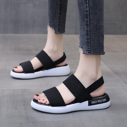 ASSKLO New Sandals Women Ins Soft Sole Elastic Band Korean Version Wild Sports Women's Shoes Tide ladies shoes girls shoes Pregnant women's shoes Maternity shoes Open Shoes Grey Black