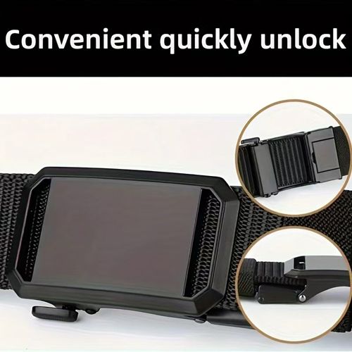 New Arrivals Men's Belt Automatic Metal Buckle Nylon Webbing Outdoor Work Tactical Belt Toothless Automatic Buckle Casual Sports Canvas Belts Military Training Pants Belt For Men High Quality Nylon S