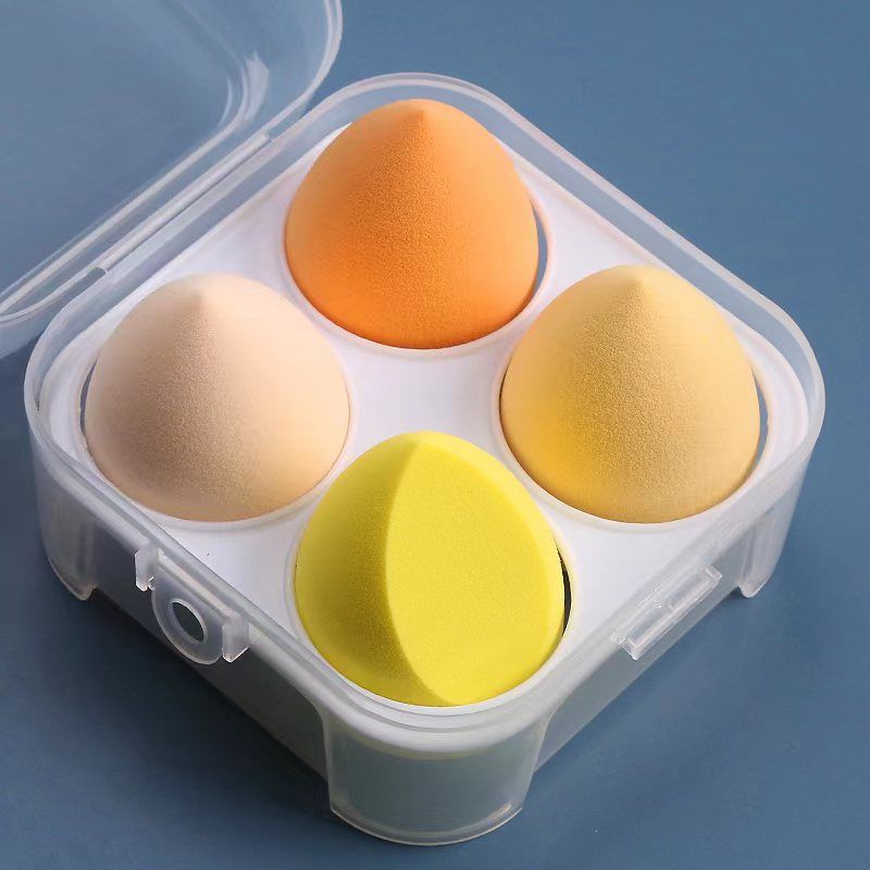 One box of 4 packs Makeup Egg Air Cushion Makeup Egg Sponge Egg Powder Free Powder Storage Box Wet and Dry Storage Box Makeup Egg Set