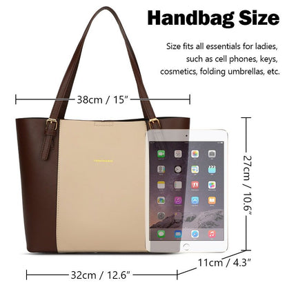 Ladies Shoulder Bag Women Handbags Tote Bag Large Capacity Color-Block PU Bag