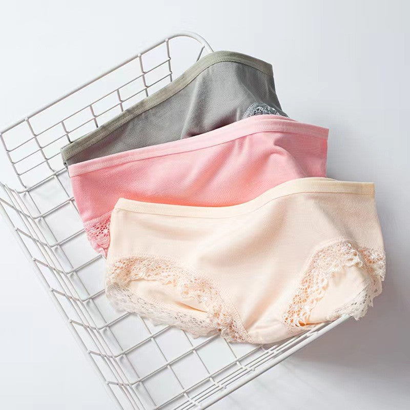 4 PCS Bbreathable Women's Underwear Soft Lightweight And Dry Women's Clothing Solid Color Women's Lace Lingerie New Milk Silk Panties