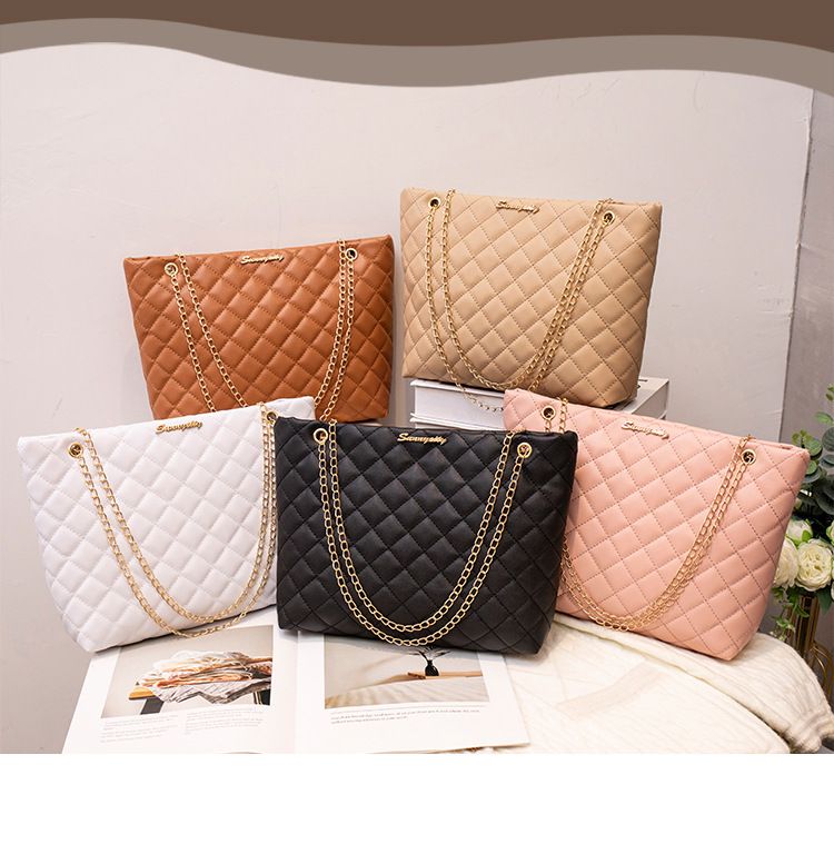 Small diamond lattice large bag chain bag women's senior sense women's shoulder bags Large capacity shoulder bag