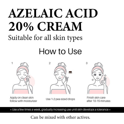 Azelaic Acid 20% Whitening Fades Acne Cream Freckle Remove Melasma Dark Pigment Spots Melanin Alpha Arbutin Face Cream Skin Care