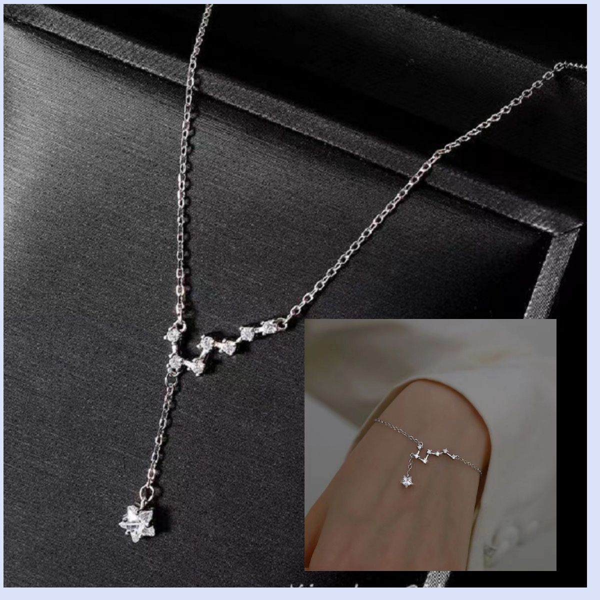 2PCS Beidou Star necklace, new female trend temperament, light luxury, niche design, tassel, simple and exquisite collarbone chain bracelet