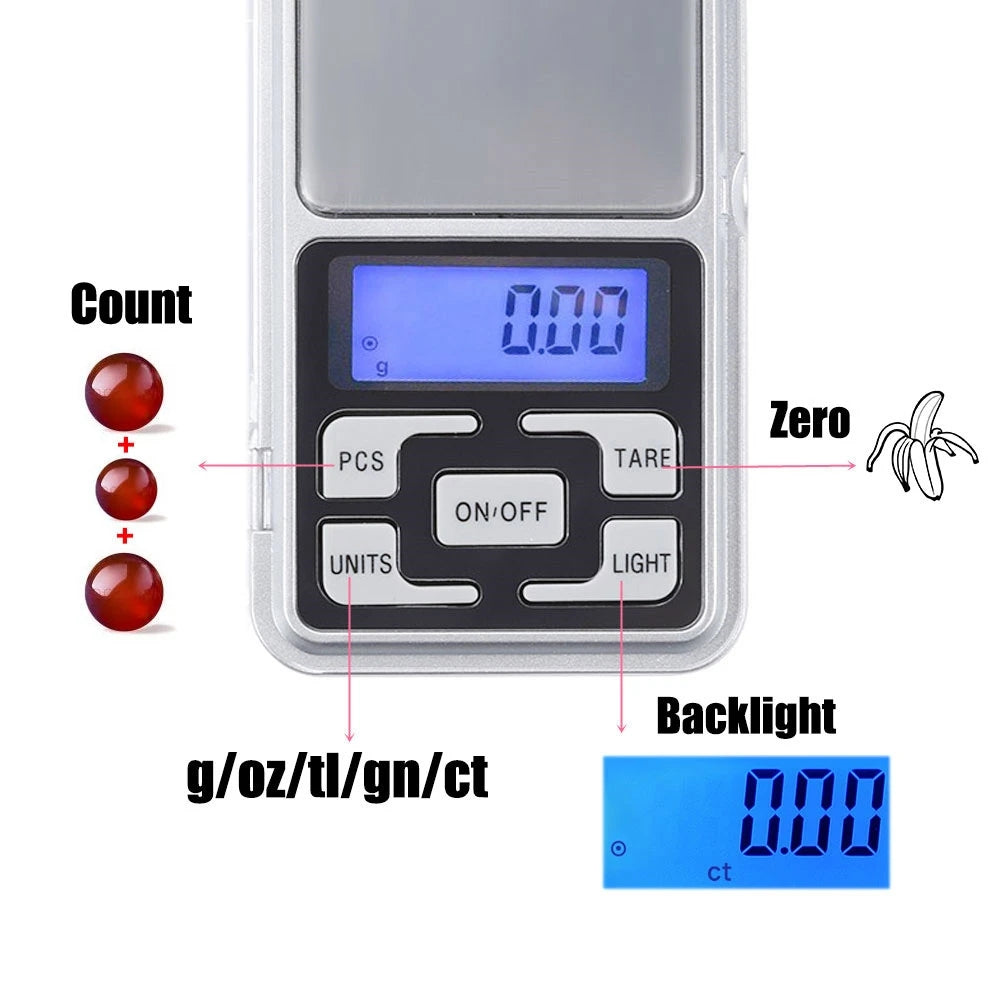 Mini Electronic Scales High Precision 500gx0.1g/ 0.01g Pocket Digital Scale for Gold Sterling Silver Jewelry Balance Gram For Kitchen