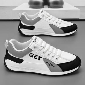ASSKLO Fashion Designer Men Sneakers Outdoor Casual Shoes PU Leather Breathable Walking Sports Shoes Men's Running Forrest Gump Shoes Flat Shoes Loafers Soft Sole Comfortable Durable white black