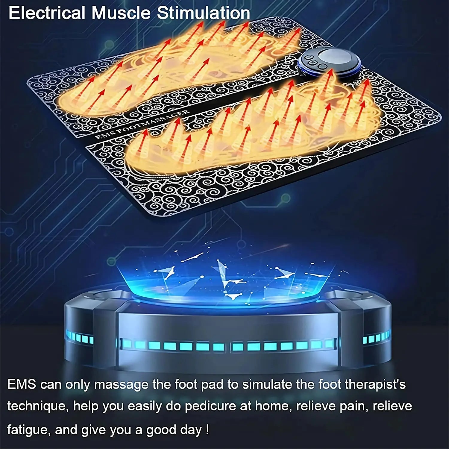 USB EMS Foot Massager Pad Portable Foot Care Massage Mat Pulse Muscle Stimulation Improve Blood Circulation Relieve Fatigue Relax Feet Footmassager Pad