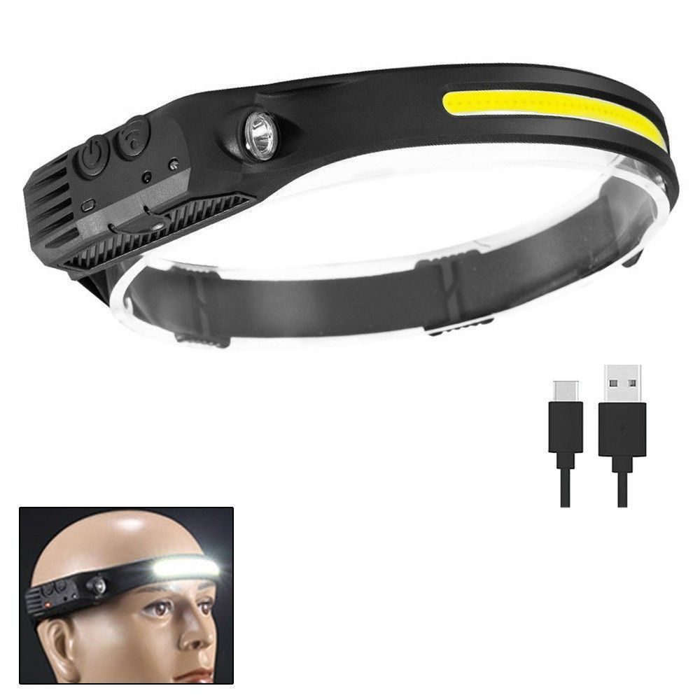 1pcs LED Headlamp Rechargeable Flashlight for Adults, 230 Wide Beam Headlight, Motion Sensor Head Lamp, Adjustable Headband Outdoor Waterproof Head Light for Running, Camping, H