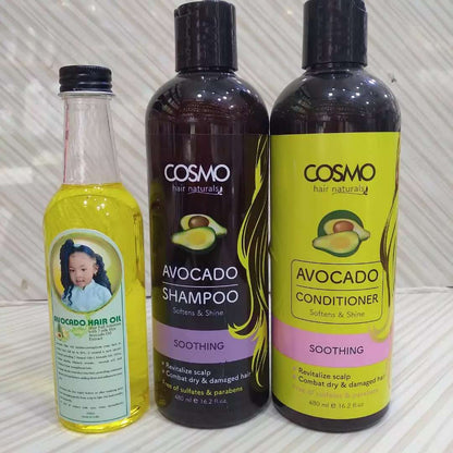 COSMO Hair Naturals Avocado Nourishing Shampoo 480ml Gentle Daily Care Sulfate and Paraben Free to Strengthen and Restore Hair - 480ml Nourishes Scalp Strengthens and Repairs