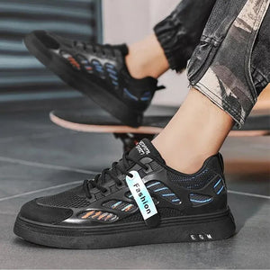 ASSKLO Men's Shoes Sneakers Casual Shoes Versatile fashionable Rubber Flats Leisure Shoes Casual Low-Top Mesh Sneakers Versatile Rubber Outsole Men's Footwear Breathable Mesh Casual Work Shoes black