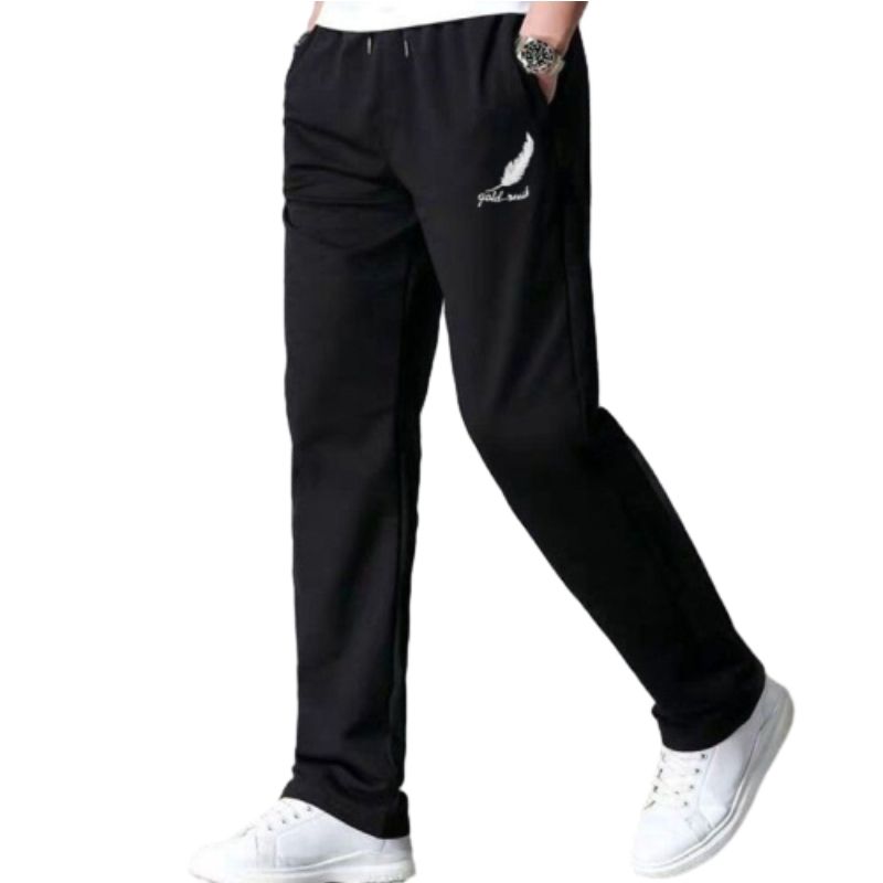 2PC black+grey Men's clothes thin ice silk pants students clothing boys loose straight leg sweatpants trousers Dad long casual sports pants