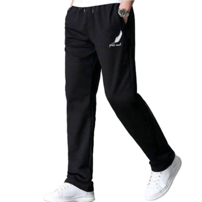 2PC black+grey Men's clothes thin ice silk pants students clothing boys loose straight leg sweatpants trousers Dad long casual sports pants