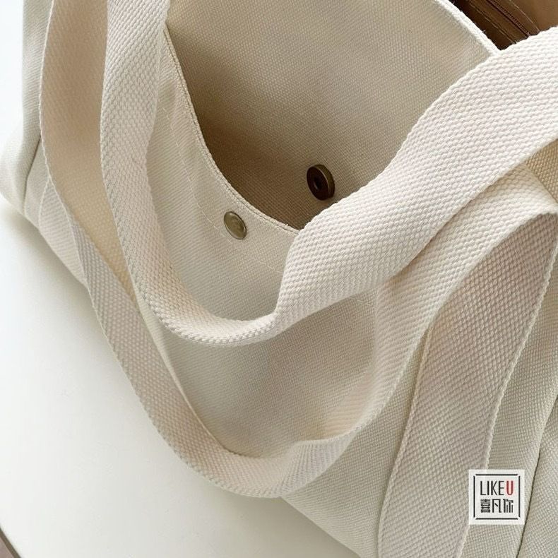 Preppy Style Shoulder Bag Unisex Large Capacity HandBag Casual Versatile Solid Canvas Bag Student Commuting Zipper Square Bag