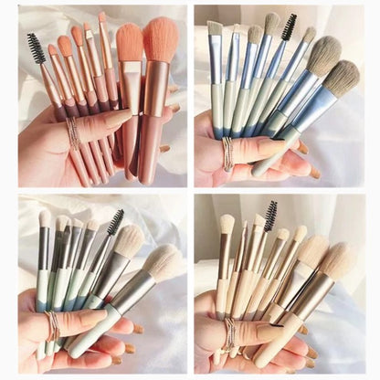 8Pcs Set With Bag Makeup Brushes Sets Eye Shadow Foundation Powder Eyelash Lip Concealer Blush Travel Portable Soft Make Up Brush Sets
