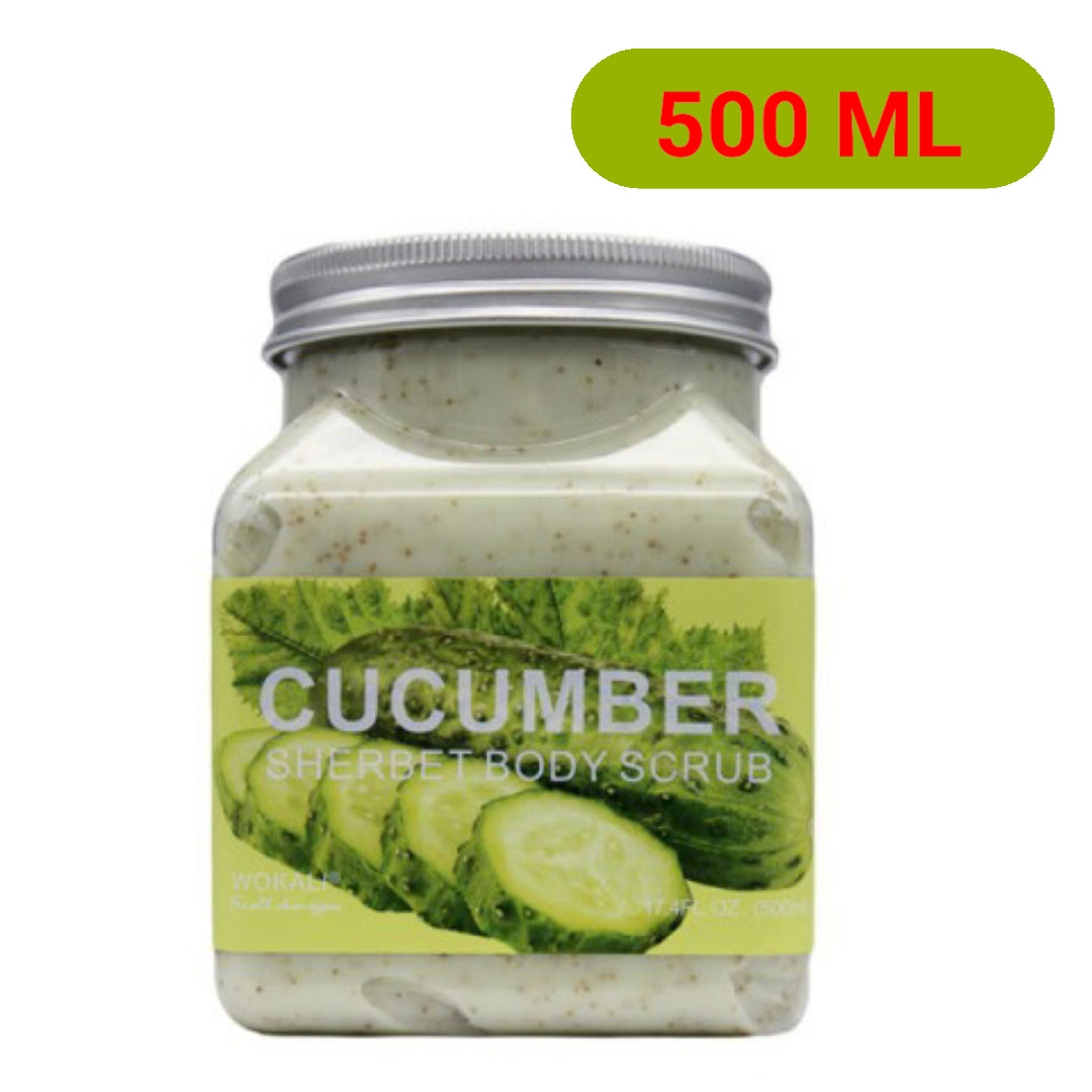 Wokali Cucumber Sherbet Body Scrub, 500ml Exfoliating Smoothen Skin