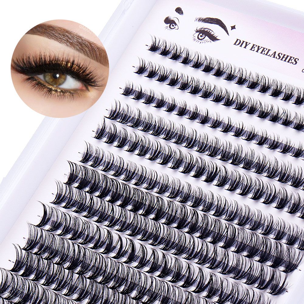 DIY sectional Fake eyelashes 14 rows with large capacity glue tweezers set eyelashes combination