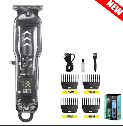 New Transparent Hair Clipper Power Display Electric Hair Clippers Men's Electric Shaver Trimmer