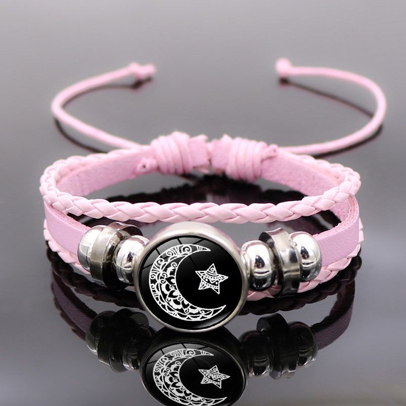 2Pcs Leather Bracelet for Couples, Retro Punk Multi-layer Beaded Braided Bracelet Gift for Lovers