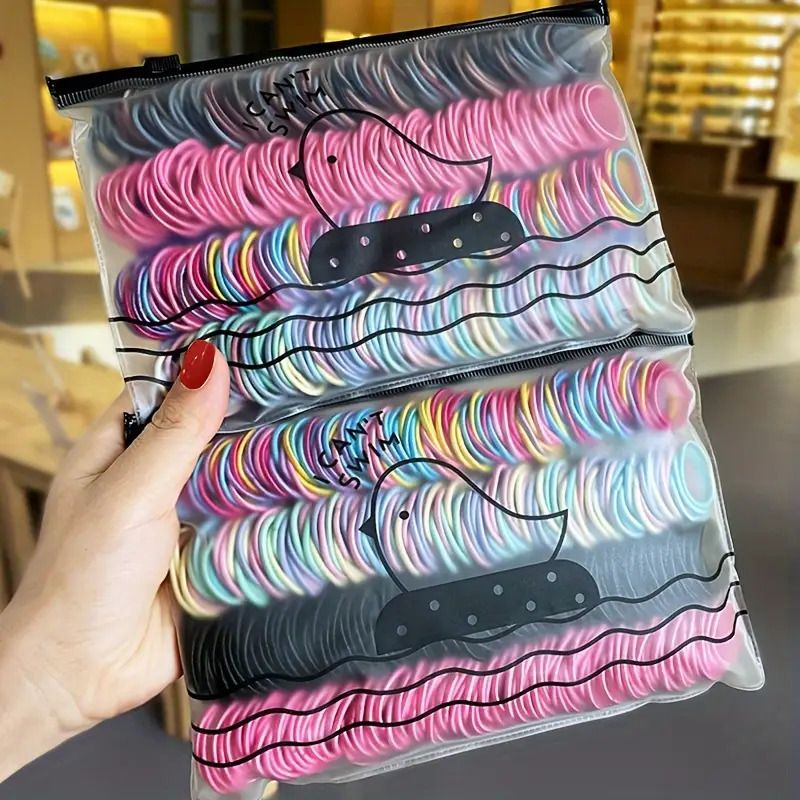 200/300pcs Cute Hair Ties For Kids & Girls - Colorful Elastic Polyester Hair Bands Ponytail Holder Children Rubber Band Hair Accessories