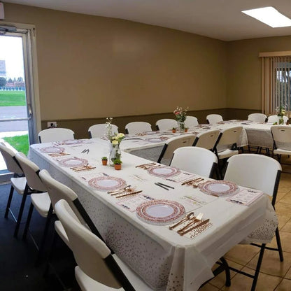 54" x 108"/137cm x 274cm PEVA Tablecloths for Rectangle Tables Disposable Table Cloths Covers Gold Dot Confetti Parties Wedding Bridal Shower