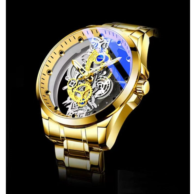 TIGERAO Brand Double-sided Transparent Hollow Automatic Mechanical Men Watches Top Brand Original Men's Watches Luxury Chronograph Quartz Sports Watches Male Wrist Watch Waterproof Luminous Watches