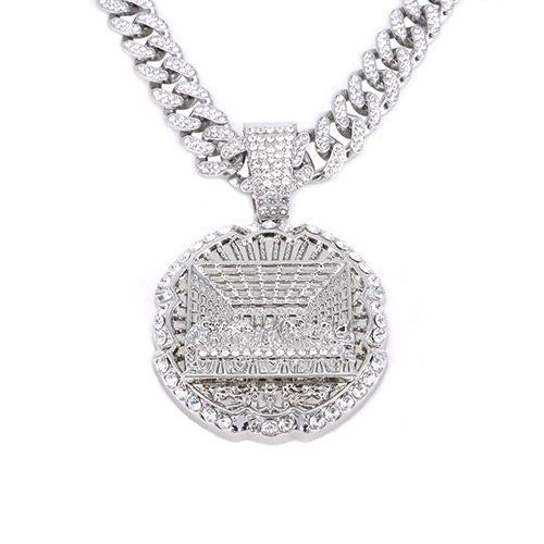 new last supper pendant necklace for men pendant with cuban chain necklace iced out bling bling chain gift fashion necklace hip hop rapper jewelry accessories for men/women