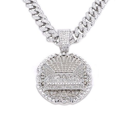 new last supper pendant necklace for men pendant with cuban chain necklace iced out bling bling chain gift fashion necklace hip hop rapper jewelry accessories for men/women