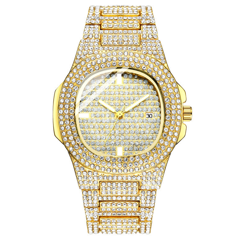 Iced Out Watch For Men Women Hip Hop Rapper Luxury Men Watch Fashion Diamond Automatic Date Quartz Watch Stainless Steel Hip Hop Men Watches