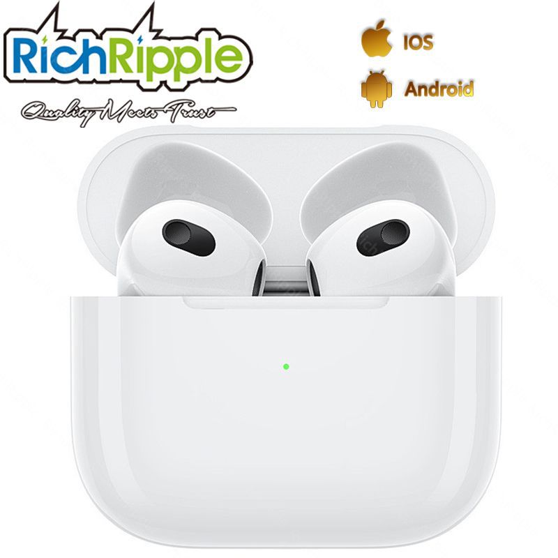 RichRipplePods 3rd TWS Wireless Bluetooth Earphone Touch Control Noise Cancelling Earpods With Wireless Charging Box