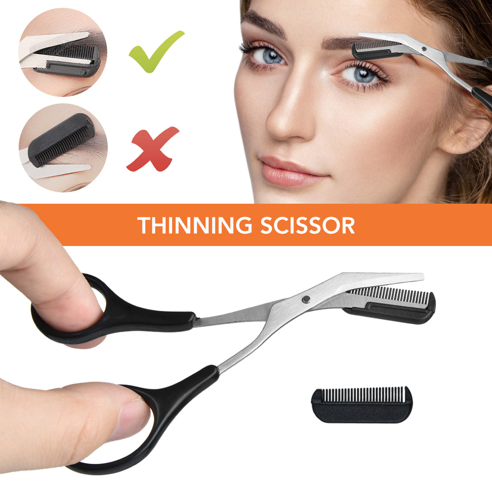 12PCS Black Eyebrows trimmer Eyebrow Trimming Scissors Stainless Steel Tweezers Eyebrow Scraping Eyebrow Comb Razor Eyebrow Clip Makeup Tools Sets