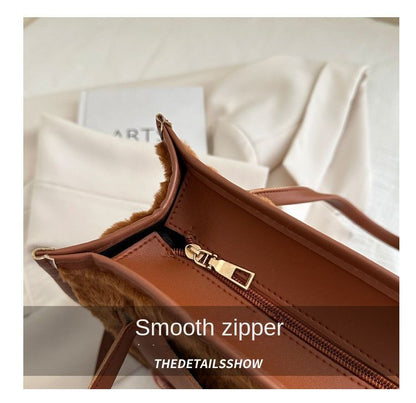 Tote Bags shoulder bag Butterfly decorative Mariposa Tote PU leather with Fluffy bag