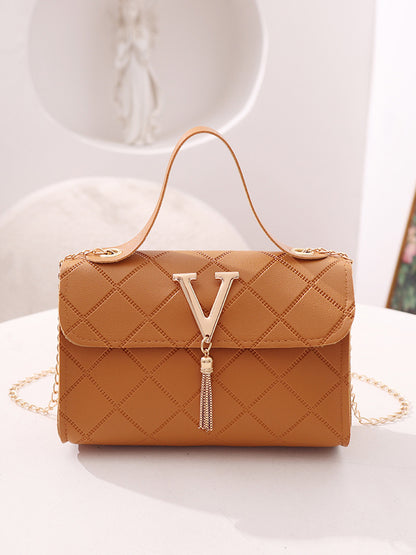 Fashion Lady Simple Shoulder V-shaped chain Bag Classic Handbag PU Leather Handbags Sling Bags Crossbody Bags FOR Ladies Gift