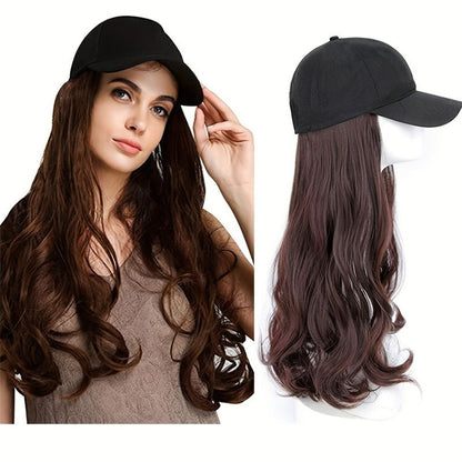 Women Wigs with Baseball Cap Long Big Wave Hair for Europe America Overseas